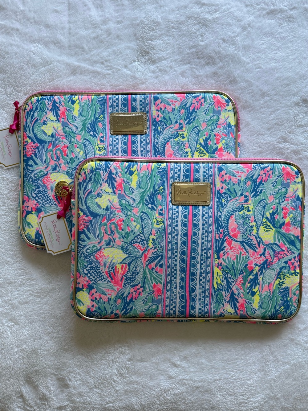 LILY PULITZER Two (2) Laptop Tech Sleeves in Mermaid Cove NWT